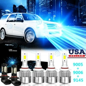 For Ford Expedition 03-05 6x Combo 9005 9006 LED Headlight 9145 Fog Bulbs 8000K - Picture 1 of 15