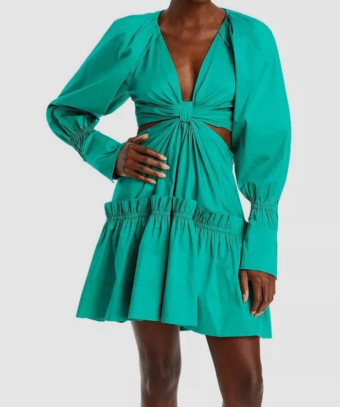 A.L.C Women's Size 0 Green Alexa Cutout Long Sleeve Dress