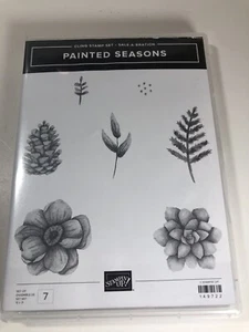Stampin Up! PAINTED SEASONS  7 Piece Rubber Cling Stamp Set 149722 NEW - Picture 1 of 3