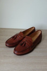 A+ Allen Edmonds Maxfleld Shoe Loafer Brown Leather 11.5 D Fringe Tassel Woven - Picture 1 of 4