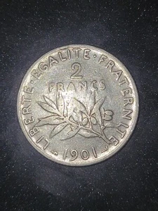 2 Francs Semeuse Silver 1901 Coin - Picture 1 of 3