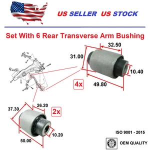 Rear Control Arm Lower Bushing Set (6) For Honda Civic 92-97 Acura Integra 94-01 - Picture 1 of 3