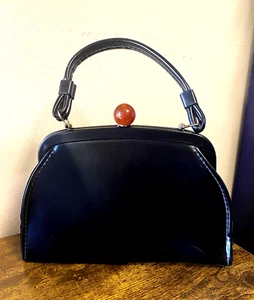 AETNA USA VINTAGE BLACK PURSE MEDIUM SIZE HANDBAG - Picture 1 of 13