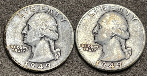 1949 PD Washington Silver Quarters Cover
