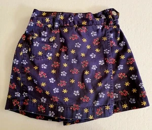 Cherokee Skort Girls Size XS 4/5 Navy Blue Floral Print 3 Pockets 100% Cotton - Picture 1 of 12