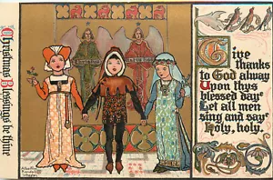 Christmas Postcard Nister 2036 S/A Albertine Randall Wheelan Medieval Religious - Picture 1 of 2