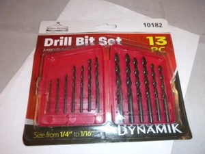 Neu Dynamik 13-teiliges Bohrer-Set #10182 1/4"-1/16" im Koffer - Bild 1 von 2