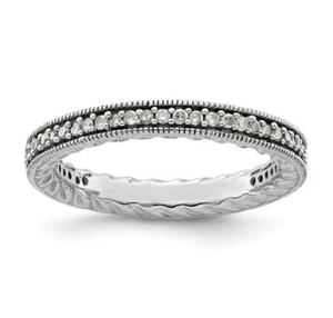 925 Sterling Silver Diamond Stacking Wedding Ring - Picture 1 of 71