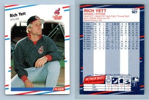 Rich Yett - Indians #621 Fleer 1988 Baseball Trading Card