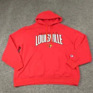 Champion Sweatshirt Mens Extra Large Red University of Louisville Hooded Pocket - Picture 1 of 11
