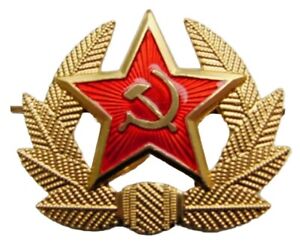 Soviet Russian Army Red Star Hammer & Sickle Hat Badge USSR Military Cockade