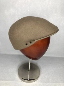 Vintage Huckle 100% Wool Felt Brown Hat Cap Newsboy Flat Cabbie Size Large - Picture 1 of 7