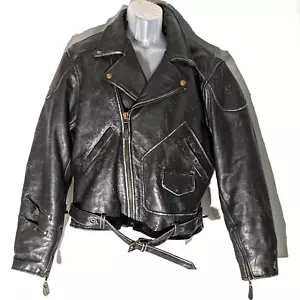 Easyriders Leder Motorradjacke XL Gürtel Motorradrüstung Vintage 90er getragen schwarz - Bild 1 von 24