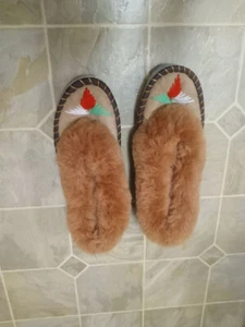 Sheepskin Size 8.5 Handmade Polish Shoes Loafers Fur Slipper Mocassin Leather - Picture 1 of 5
