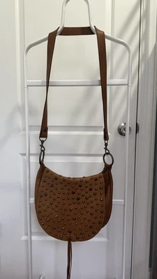 Bolso Bandolera McFadin Stacy & Laurie Cuero Tachonado Marrón Hecho a Mano Foto 1 de 4