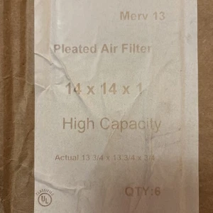 14x14x1 MERV 13 air filter set of 6 - Picture 1 of 4