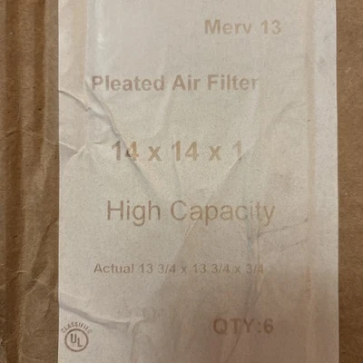14x14x1 MERV 13 air filter set of 6 - Image 1 of 4