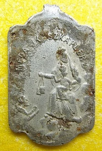 Antico medaglione medaglia ciondolo antico vintage cristiano cattolico Polonia - Foto 1 di 4