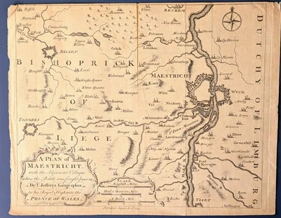 1747 Thomas Jefferys map: Plan of Maestricht (Maastricht) Battle Map Netherlands - Image 1 of 3