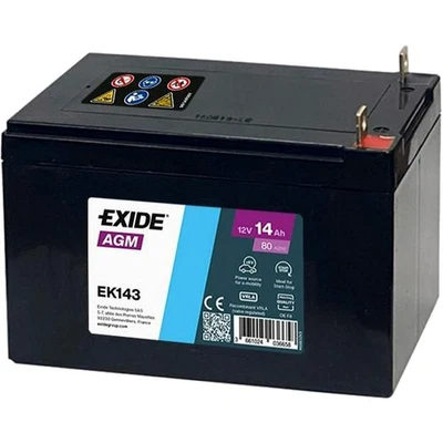 EXIDE EK143 AGM Auxiliary Batterie de Démarrage 12V 14Ah 80A EN - Photo 1/4