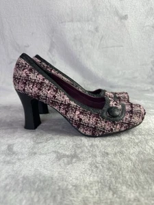 Mudd Pena Heels Women's Size 7M Knit Fabric Plaid Tweed Purple Y2K - Picture 1 of 14