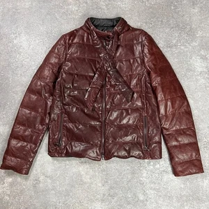 Brunello Cucinelli Leather Padded Jacket Brown Size 42 Used - Picture 1 of 9