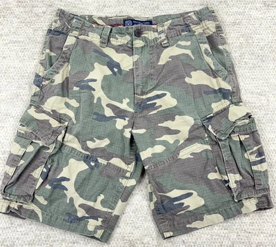 Pantalones Cortos American Eagle Hombres 32 Verde Ejército Camuflaje Desgarro Longitud Más Larga De Colección Y2K Foto 1 de 4