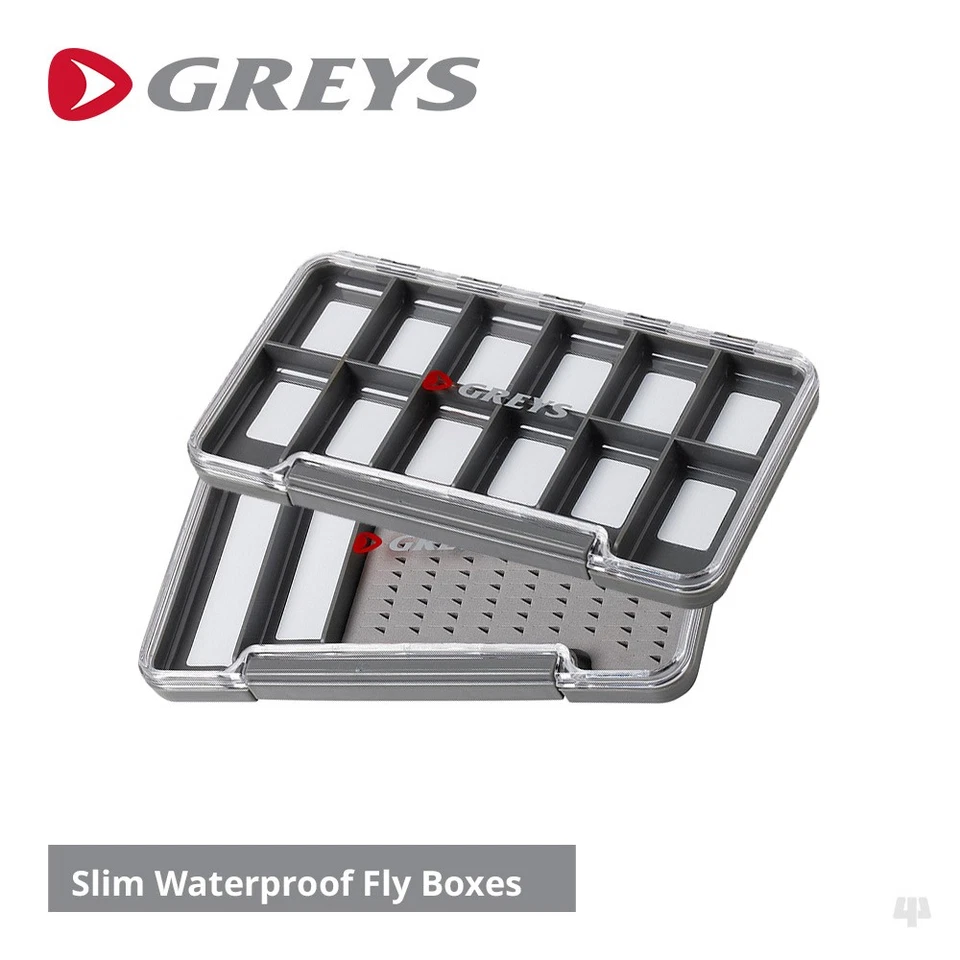 Greys Slim Waterproof Fly Boxes - Salmon Sea Trout Bass Pike Greyling Game Fish - Image 1 of 1