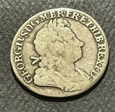 Moeda de prata xelim Grã-Bretanha 1723-SSC: George I/2º busto - Imagem 1 de 2