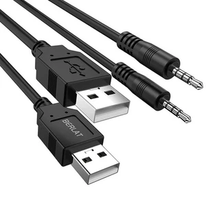 3.5mm Male AUX Audio Jack to USB 2.0 Male Charge Cable Adapter Cord, 2pack Au... - Picture 1 of 7