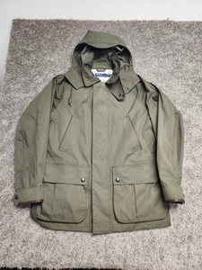 Polo Ralph Lauren Men's Twill Hooded Rain Coat Leather Trim Patch Military Green - Picture 1 of 12