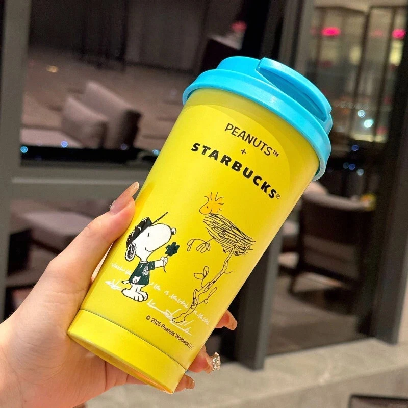 New 2025 Starbucks Snoopy Limited Yellow 16oz Cup Stainless Steel Desk Cup 473ml - Image 1 of 4