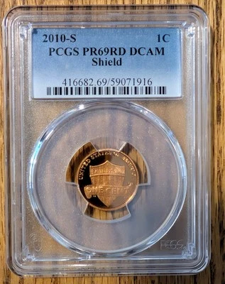 2010-S Proof Lincoln Cent-Shield- PCGS PR69 RD DCAM - Blue Label - Glaring Cameo - Image 1 of 3