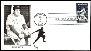 1983 Babe Ruth FDC Brooklyn Dodgers Portrait EM Cachet - Picture 1 of 2