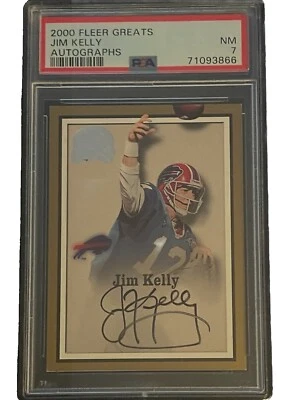 2000 Fleer Greats Of The Game Jim Kelly Fleer psa7 Autograph Bills HOF pop 2 - Image 1 of 2