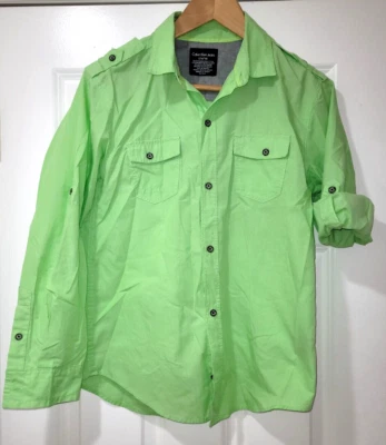 Camisa Jeans Calvin Klein Verde Botón Manga Larga Enrollable Juvenil Talla L (14/16) Foto 1 de 4