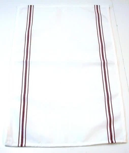 (12) Small Stripe Dish Cloth Bar Rag Restaurant Towel Burgundy White 15x23.5 NEW - Picture 1 of 1