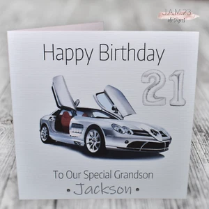 Personalised Male Birthday Card Son Grandson Sports Car 21st 30th 40th 50th 60th - Picture 1 of 9