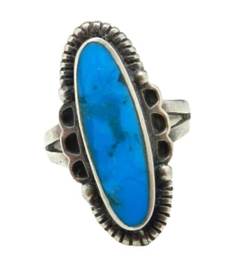 Vintage Southwestern 925 Sterling Silber Ring lang oval Türkis - Bild 1 von 8