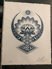 Shepard Fairey Obey riesiger Lotusornamentdruck signierter Brief Presse Poster