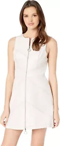 New BCBG MaxAzria Alaina Cream Mod Style Faux Suede Ring Zip Front Dress sz 12 - Picture 1 of 11
