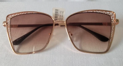 Новые солнцезащитные очки Anthropologie Evan квадратные оправа из розового золота/коричневые линзы новые с ценниками - Изображение 1 из 4