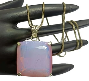 COLGANTE PLATA ESTERLINA 925 ÓPALO ROSA 108,20 CT TALLA ESMERALDA CON CADENA GRATIS 4DAI - Imagen 1 de 6