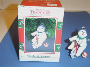 CHRISTMAS ORNAMENT Speedin' Mr. Snowman 1992 Enesco #595802 NEUWERTIG in BOX - Bild 1 von 4