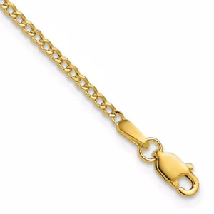 14K 9 Zoll 1,85 mm halbsolides Bordstein Fußkett Armband - Bild 1 von 6