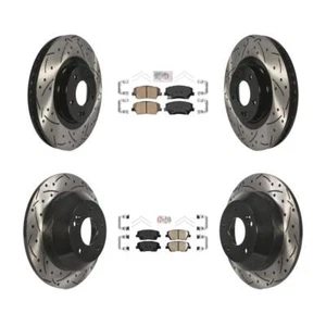 For Kia Sorento Front Rear Ceramic Pad Coated Drilled Slot Disc Brake Rotors Kit - Picture 1 of 18