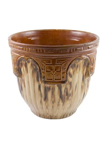 Antique Brush McCoy Blended Majolica Brown Drip Glaze Jardiniere #242 Large 10" - Picture 1 of 15