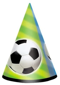 Football "Championship Soccer" Party Cone Hats x 8 - Picture 1 of 1