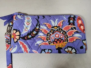 Vera Bradley Wristlet RFID Geldbörse Lila Blumen Wandbild Garten - Bild 1 von 5