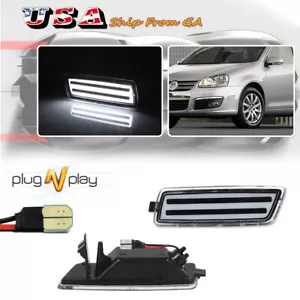 Clear Lens White LED Front Side Marker Light For 06-09 VW MK5 Golf GTI R32 Jetta - Picture 1 of 12
